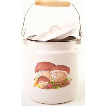 Konvička na mléko Olymp Smaltovaná bandaska na mléko 3,5 l houby