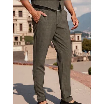 Pánské kalhoty Sinsay - Slim fit chino kalhoty s kostkovaným vzorem - šedá - 147EV-90X - 147EV-90X-28