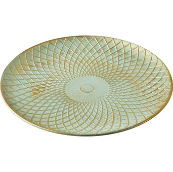 Kulatý dekorativní tác DAZ 28 cm zelený/zlatý