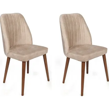 Jídelní židle Sada 2 ks čalouněných jídelních židlí Alfa krémová/ořech