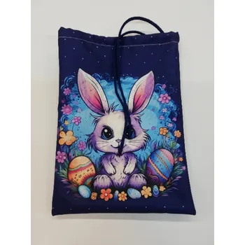Nákupní taška Stahovací pytlík digitální tisk 27 x 20 cm - zajíček na tmavě modré