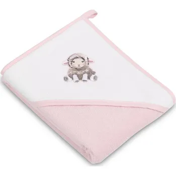 Osuška pro miminko 80×80 cm – savá, měkká, s kapucí, froté - růžová