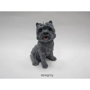 Svíčka Svíčka z palmového vosku - Pes 14 cm - šedý Vůně: ananas