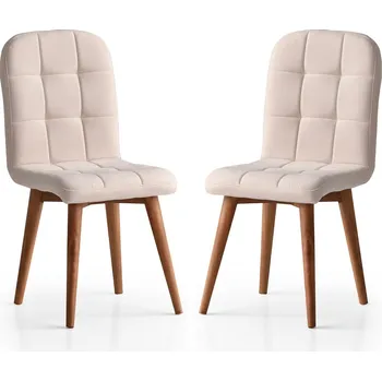 Jídelní židle Sada 2 ks čalouněných jídelních židlí RETRO krémová