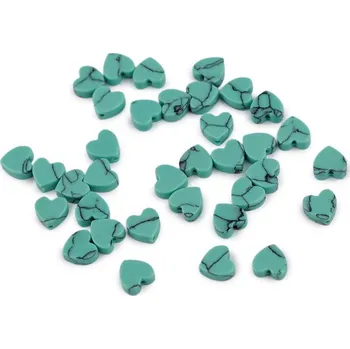 Korálek Minerální a skleněné korálky srdce Ø6 mm 2 tyrkenit minerál