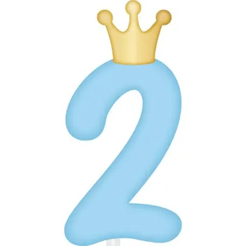 Party dekorace Svíčka dortová světle modrá s korunkou číslo 2