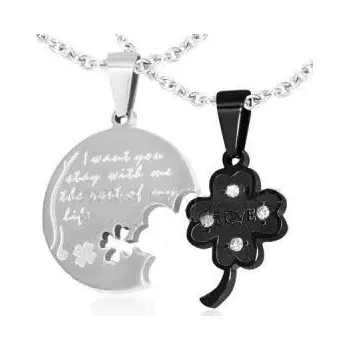 Přívěsek Přívěsek pro dva čtyřlístek 474 (Přívěšky chirurgická ocel pro zamilované)