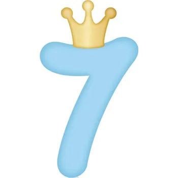 Party dekorace Svíčka dortová světle modrá s korunkou číslo 7