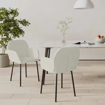 Jídelní židle vidaXL Jídelní židle 2 ks samet [344710] Barva: krémová