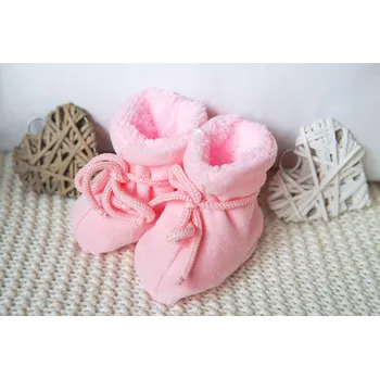 Kojenecké oblečení AMÁLKA Zateplené plyšové bačkůrky, růžové Velikost: 56-68