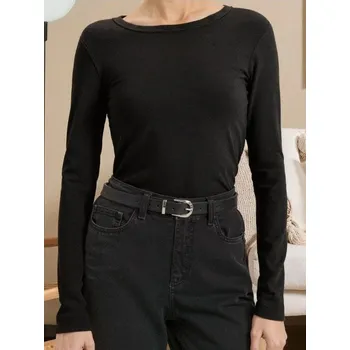 Dámská móda Sinsay - Tričko s dlouhými rukávy - černá - 470EU-99X - 470EU-99X-XS