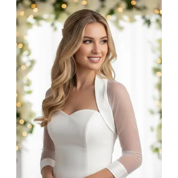 Bolerko Tylové svatební bolerko, bílé BN-20 - vel. S Vybraná velikost: S