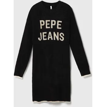 Dámské oblečení Dětské šaty s příměsí vlny Pepe Jeans PG951647 černá 99X, vel. 128