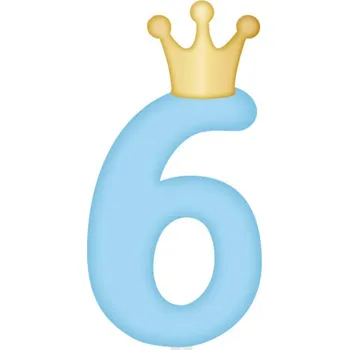 Party dekorace Svíčka dortová světle modrá s korunkou číslo 6