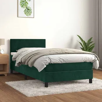 Ložnice vidaXL Box spring postel s matrací 80 x 200 cm samet [3141149] Barva: Tmavě zelená
