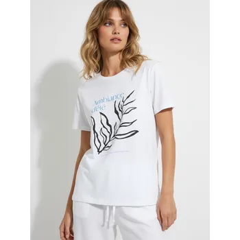 Dámská móda Sinsay - Tričko s potiskem - bílá - YP414-00X - YP414-00X-XS