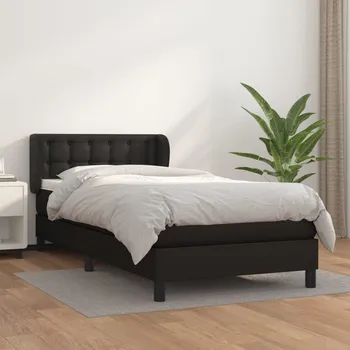 Ložnice vidaXL Box spring postel s matrací 90x190 cm umělá kůže [3127284] Barva: Černá