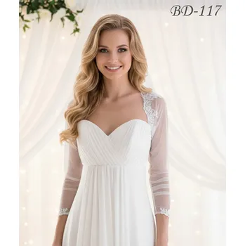 Bolerko Tylové svatební bolerko s krajkou - bílé: BD-117, vel. 36/38 Vybraná velikost: 36/38