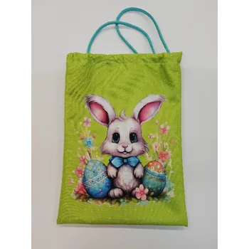 Stahovací pytlík digitální tisk 27 x 20 cm - zajíček na zelené