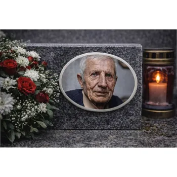 Smuteční dekorace Barevná fotka na hrob na keramické desce, ovál 12,5cm