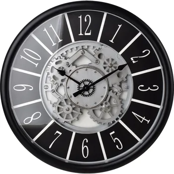 Hodiny Nástěnné dekorace RAMSEY 50 cm černé/stříbrné