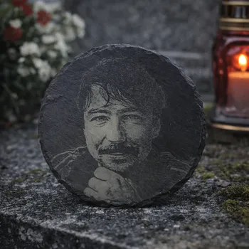 Smuteční dekorace Foto na hrob, fotky na hrob z břidlice