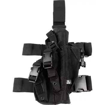 Pouzdro pistolové STEHENNÍ PROFI Černé (Stehenní nylonové pistolové pouzdro " PROFI " se třemi kapsami pro zásobník, použitelné pro větší typy pistolí... )