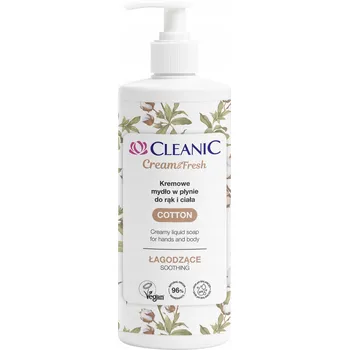 Mýdlo Cleanic Cream & Fresh Cotton, zklidňující tekuté mýdlo na ruce a tělo 500 ml