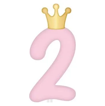 Party dekorace Svíčka dortová světle růžová s korunkou číslo 2