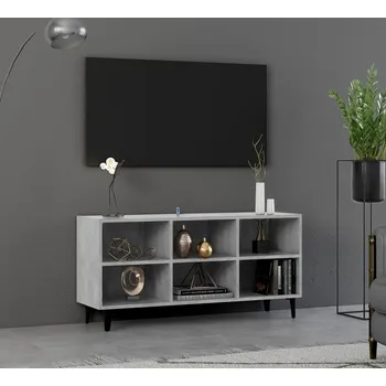 Obývací pokoj vidaXL TV stolek s kovovými nohami 103,5 x 30 x 50 cm [805950] Barva: Betonová šedá