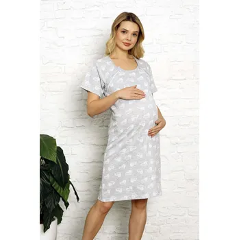 Těhotenské noční prádlo Těhotenská noční košile 21279 Grey Hearts