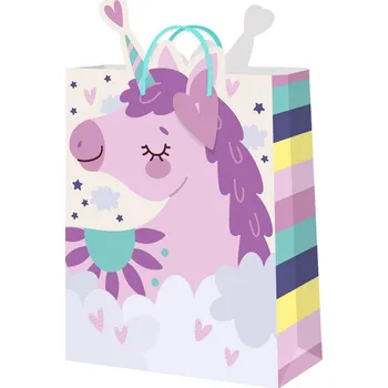 Party dekorace Dárková taška malá - Jednorožec (17,8 × 9,8 × 22,9 cm)
