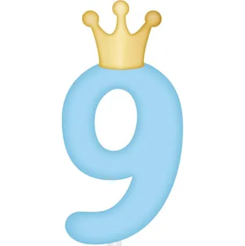 Party dekorace Svíčka dortová světle modrá s korunkou číslo 9