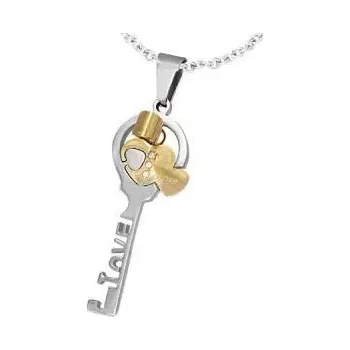 Přívěsek Přívěsek ocel pro páry klíč + srdce 455 (Dvojpřívěsky z chirurgické oceli - pro dva)