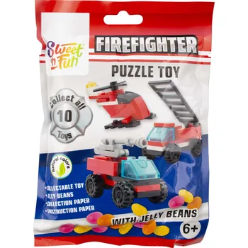 Hračka pro nejmenší Puzzle Toy Hasiči - Skládací hasičské vozidlo s Jellybeans