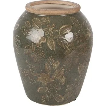 Váza Zelená keramická váza s květy Timothée M - Ø 15*18 cm
