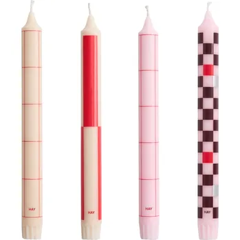 Svíčka HAY Sada svíček Pattern, Reds / Bordeaux, 4 ks AB361-F430