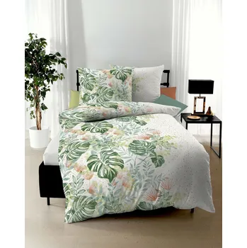 Povlečení Kaeppel Povlečení krep Fensterblatt 371/73 100% bavlna květiny 140x200 / 70x90