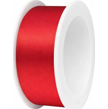 Stuha Stuha saténová červená 25mm x 3m (7,-Kč/m) (Jednobarevná saténová stuha, barva červená, oboustranný satén)