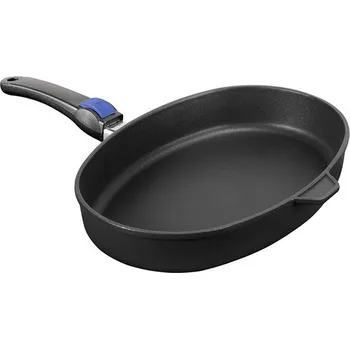 Pánev Indukční titanová pánev na ryby SKK 38x28 cm, hloubka 6 cm s odnímatelným držadlem