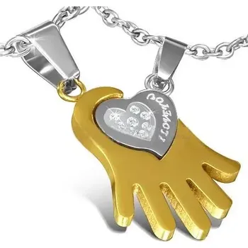 Přívěsek Dvojpřívěsek srdce v dlani 88 (Přívěšky z chirurgické oceli, pro dva)