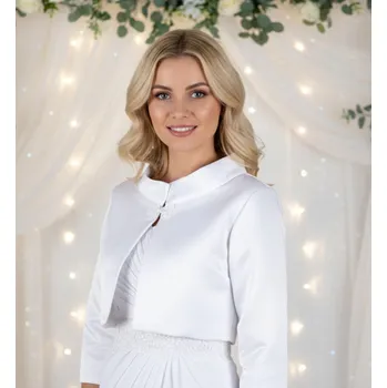 Bolerko Krátký svatební kabátek - bílý: BS-27, vel. 38, 40 Vybraná velikost: 40