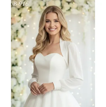 Bolerko Šifonové svatební bolerko - bílé: B-916, vel. M, 4XL Vybraná velikost: M