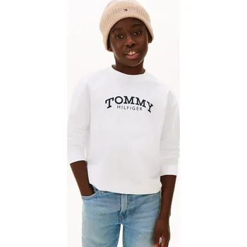 Dětská móda Dětské bavlněné tričko s dlouhým rukávem Tommy Hilfiger KB0KB10052.98.122.PPY2 bílá 00X, vel. 116