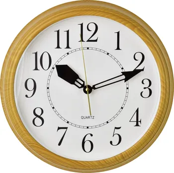 Hodiny Nástěnné hodiny RAMSEY 30 cm bílé/dřevěný motiv