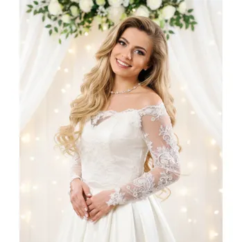 Bolerko Krajkový svatební kabátek - bílý: BD-109V, vel. 38 Vybraná velikost: 38