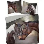 DETEXPOL Francouzské povlečení 3D Koně Love micro Polyester - mikrovlákno, 220/200, 2x70/80 cm
