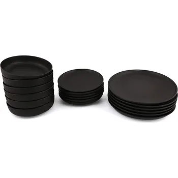 Stolování Porcelánová jídelní sada 18 ks talířů BLACKIE černá