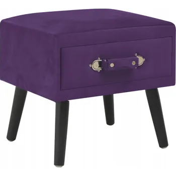 Noční stolek Tmavě fialový noční stolek ze sametu a borovicového dřeva 40x35x40 cm