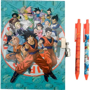 Blok Dárková sada Dragon Ball - památník/zápisník se zámkem + 2 kuličková pera